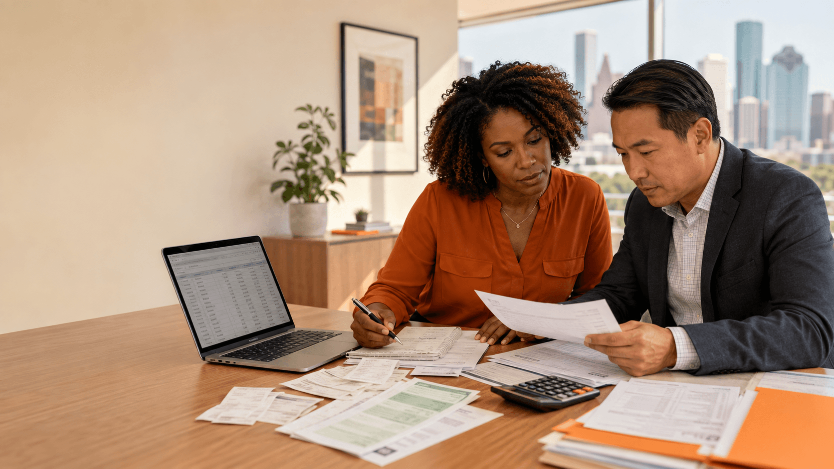 Houston business owner and accountant reconstructing income from invoices, statements and deposit records
